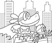 Coloriage Dog Man et la petite Petty en super-h&eacute;ros