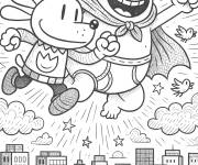 Coloriage Dog Man et le Capitaine Slip volants