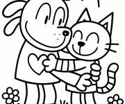 Coloriage Dog Man et Li'l Petey s'enla&ccedil;ant