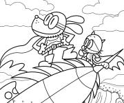 Coloriage Dog Man et Pete surfent