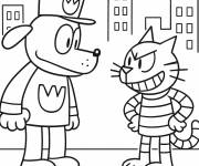 Coloriage Dog Man et Petey s'affrontent