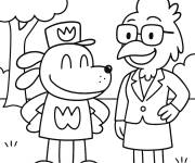 Coloriage Dog Man et Sarah Hatoff