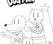 Coloriage Dog Man et ses amis c&eacute;l&egrave;brent le Noel