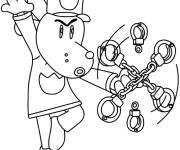 Coloriage Dog Man jouant avec une cha&icirc;ne de menottes