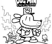 Coloriage Dog Man, l'histoire de deux chatons