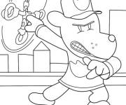Coloriage et dessins gratuit Dog Man menotte un criminel sur un toit de la ville à imprimer