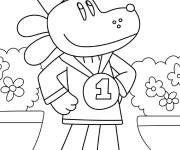 Coloriage Dog Man portant la m&eacute;daille