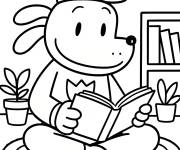 Coloriage Dog Man qui aime la lecture