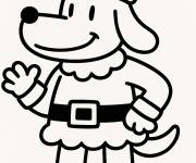 Coloriage L'adorable homme-chien portant un chapeau de P&egrave;re No&euml;l