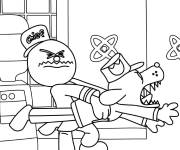 Coloriage L'homme-chien arr&ecirc;t&eacute; par le chef