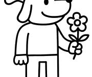 Coloriage L'homme-chien avec une fleur
