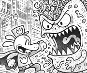 Coloriage L'homme-chien combat un monstre