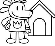 Coloriage L'homme-chien dans sa niche