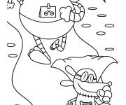 Coloriage L'homme-chien &eacute;chappe au robot