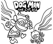 Coloriage L'homme-chien et l'enfant-chat