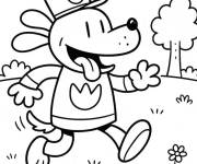 Coloriage L'homme-chien joue avec un frisbee