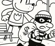 Coloriage L'homme-chien poursuit un voleur