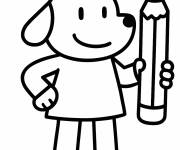 Coloriage L'homme-chien tenant un crayon