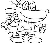 Coloriage L'homme-chien tenant un os