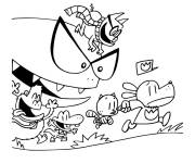 Coloriage Les personnages de Dog Man qui courent
