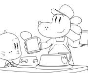 Coloriage Sc&egrave;ne de Li&rsquo;l Petey et Dog Man