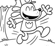 Coloriage Un homme-chien sautant de joie