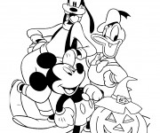 Coloriage Donald, Dingo et Mickey en Halloween