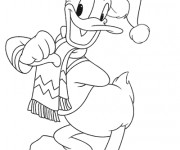 Coloriage Donald Duck en hiver