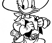 Coloriage et dessins gratuit Donald Duck en mode cow boy à imprimer