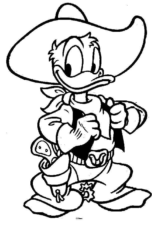 Coloriage et dessins gratuits Donald Duck en mode cow boy à imprimer