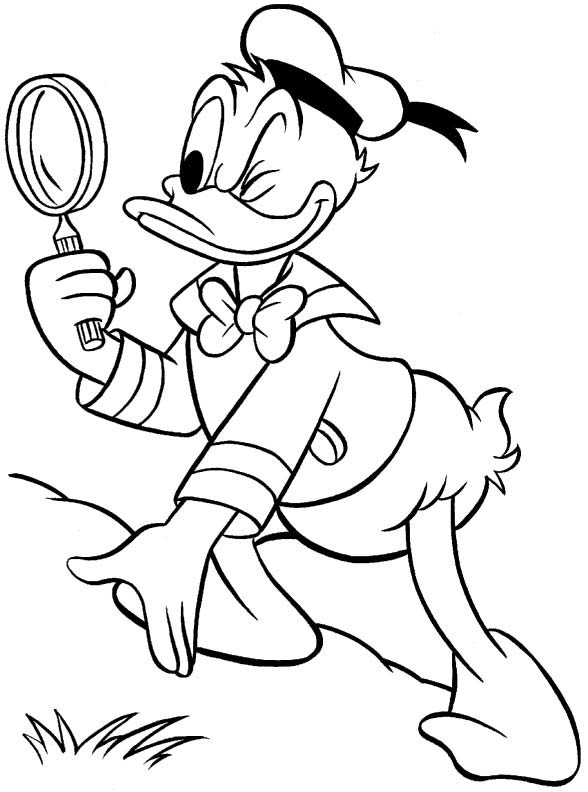 Coloriage et dessins gratuits Donald Duck en mode detéctive à imprimer