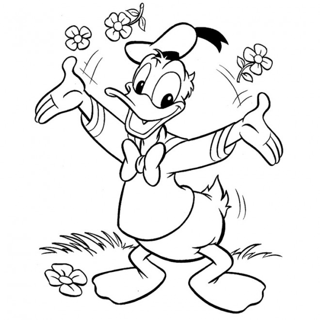 Coloriage et dessins gratuits Donald Duck en nature à imprimer