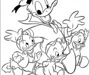 Coloriage et dessins gratuit Donald Duck et les trois enfants à imprimer