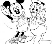 Coloriage Donald Duck et Mickey gratuit