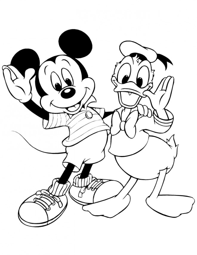 Coloriage et dessins gratuits Donald Duck et Mickey gratuit à imprimer