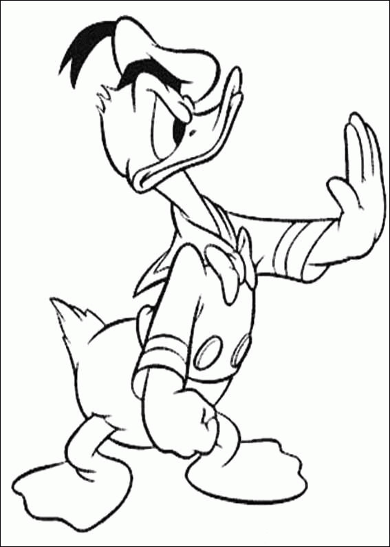 Coloriage et dessins gratuits Donald Duck fait un signe d'arrêt à imprimer