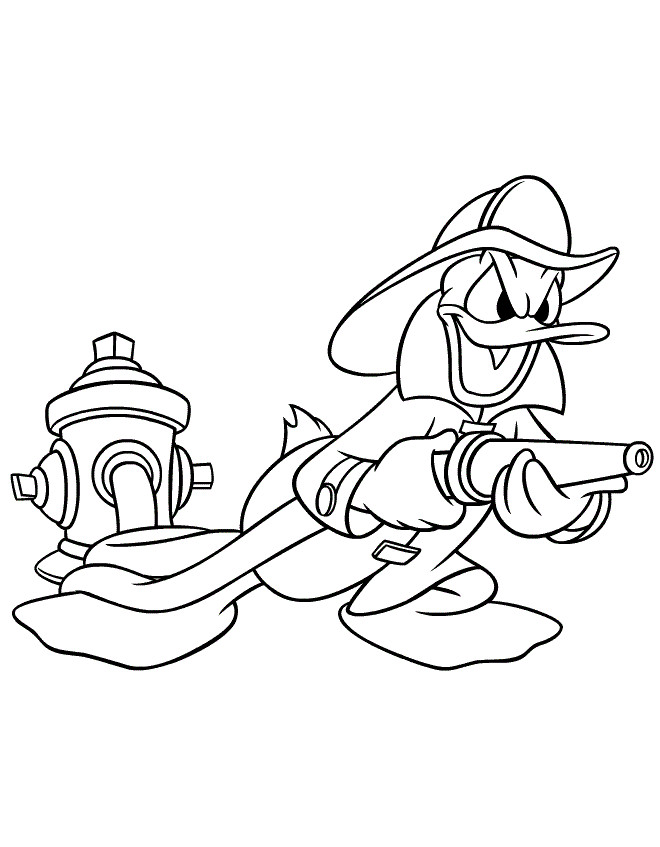 Coloriage et dessins gratuits Donald Duck pompier à imprimer
