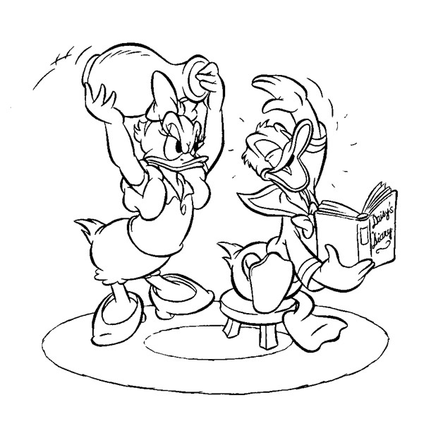 Coloriage et dessins gratuits Donald Duck se moque de Daisy à imprimer
