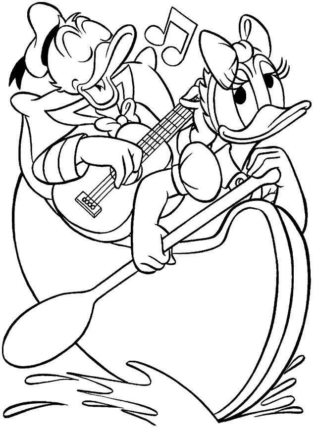 Coloriage et dessins gratuits Donald et Daisy chantent à imprimer