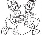 Coloriage et dessins gratuit Donald et Daisy dansent à imprimer