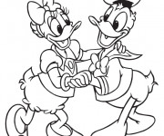 Coloriage et dessins gratuit Donald et Daisy dansent à imprimer