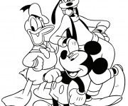 Coloriage Donald, mickey et dingo