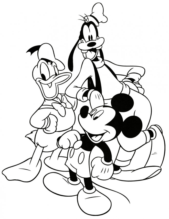 Coloriage et dessins gratuits Donald, mickey et dingo à imprimer