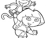 Coloriage Dora &agrave; la ferme