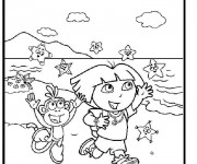 Coloriage Dora à la plage