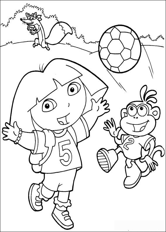 Coloriage et dessins gratuits Dora aime le football à imprimer