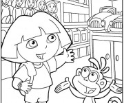 Coloriage Dora au coeur de ville