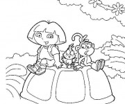 Coloriage Dora avec ses amis