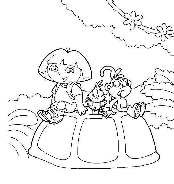 Coloriage et dessins gratuits Dora avec ses amis à imprimer