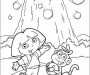 Coloriage Dora, Babouche et le volcan